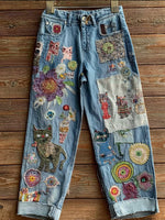 Elegante Damenjeans im Bohemian-Stil mit Blumenmotiv