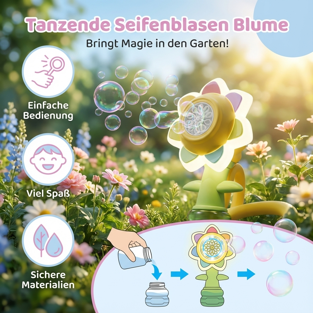 Flower-shaped bubbles that dance