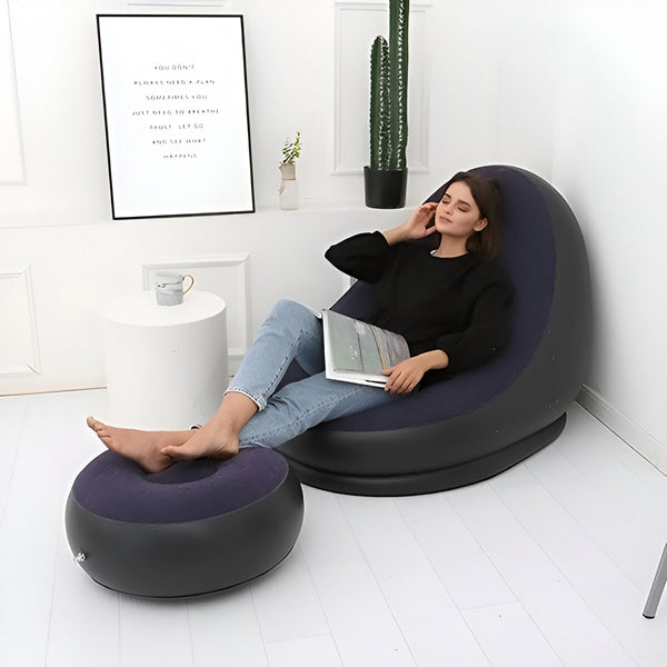Inflatable Lounge Chair with Footrest – Indoor & Outdoor Relaxation
