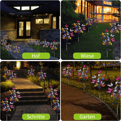 Solar-Schmetterlingslampe mit Farbwechsel-LEDs für den Garten