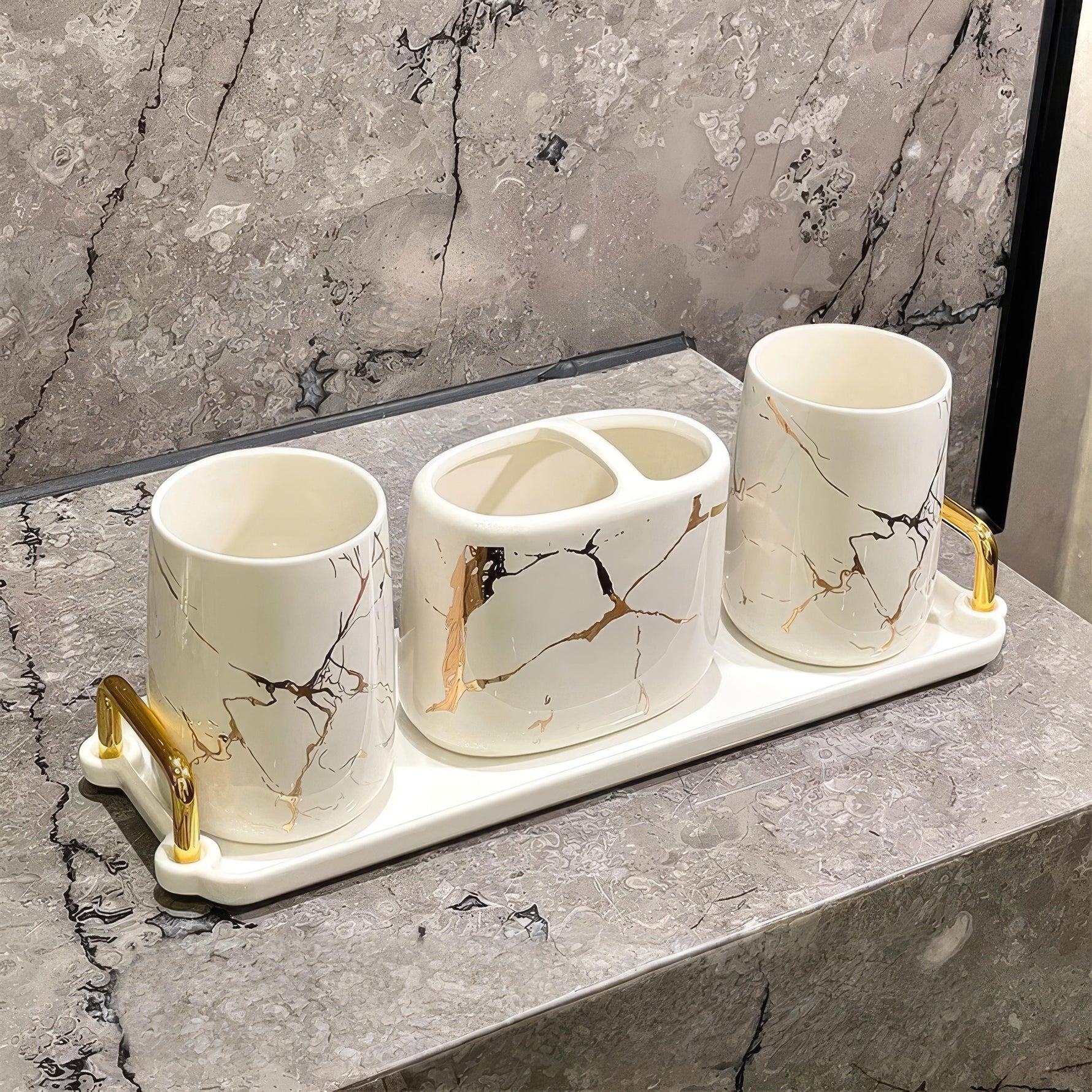 Stilvolles Badezimmer-Set aus Keramik für modernes Wohnen
