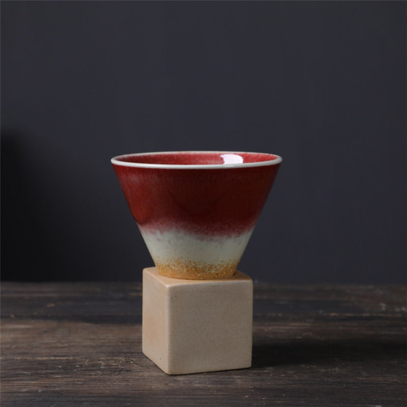 Large Ceramic Coffee Cup with Tapered Seam Base - Mug and Coaster Set