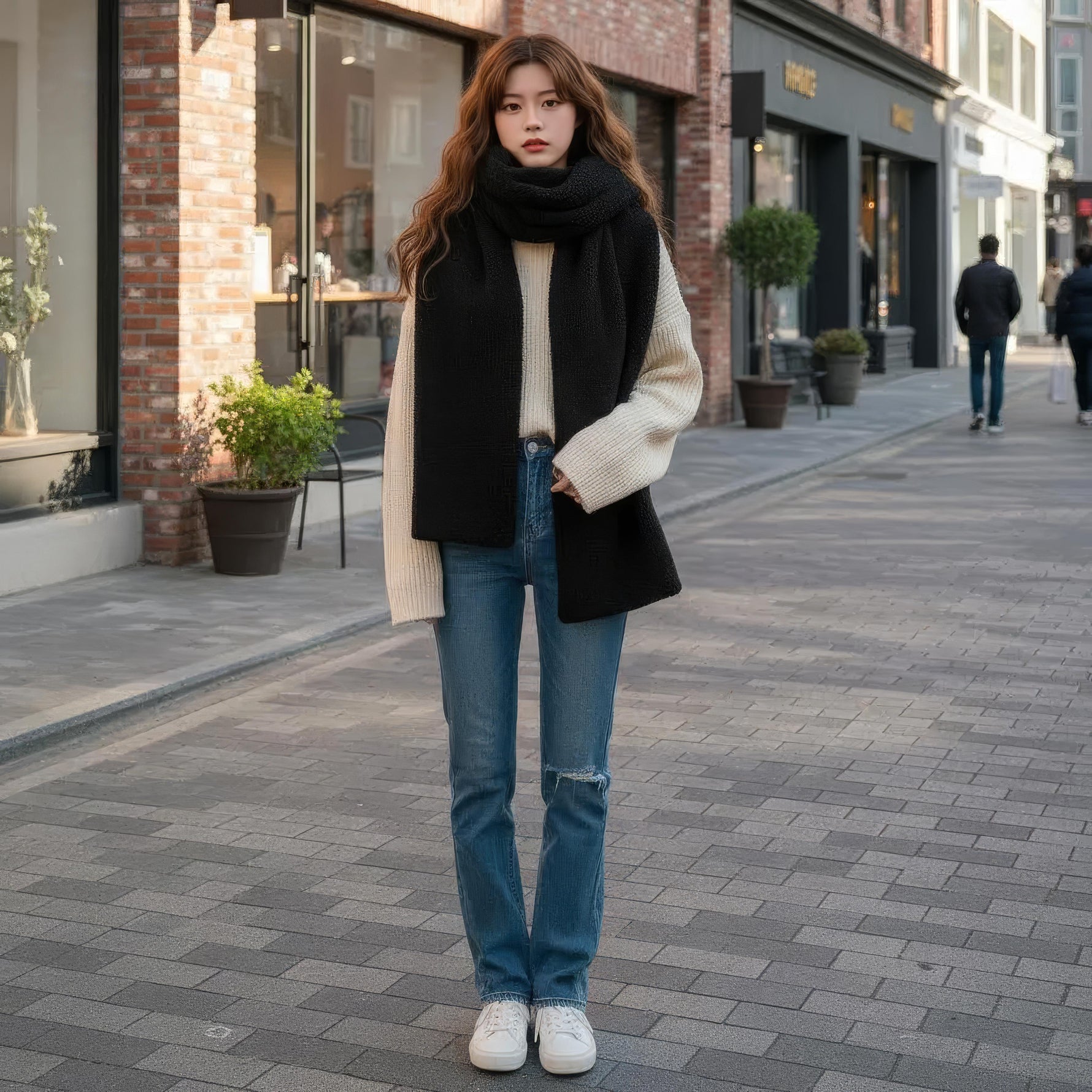 Elegant and warm women's wrap scarf for winter