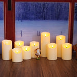Set of 9 Flameless LED Candles – Remote Control and Glitter Finish