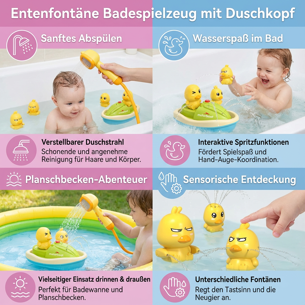 Duck-shaped shower head bath toy