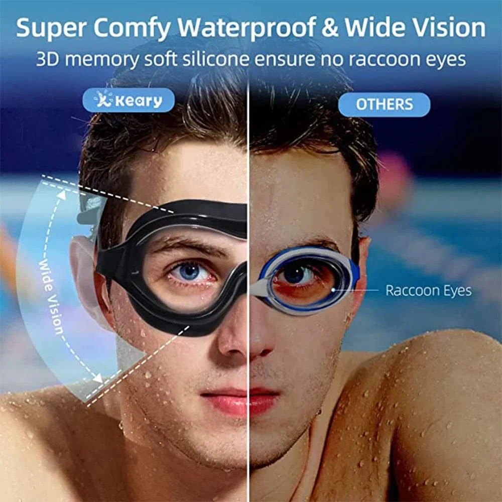 Anti-fog swim goggles with wide vision