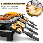 Electric grill with reversible non-stick plate and raclette dishes for indoor cooking