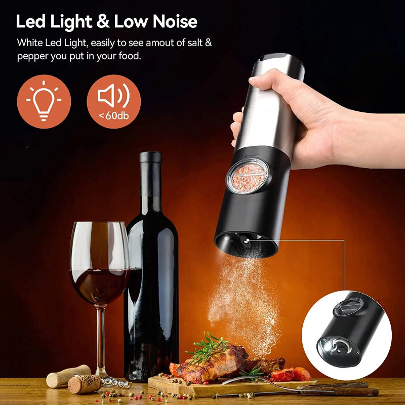 Automatic Spice Grinder Set with USB Rechargeable - Salt and Pepper Mill