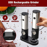 Automatic Spice Grinder Set with USB Rechargeable - Salt and Pepper Mill