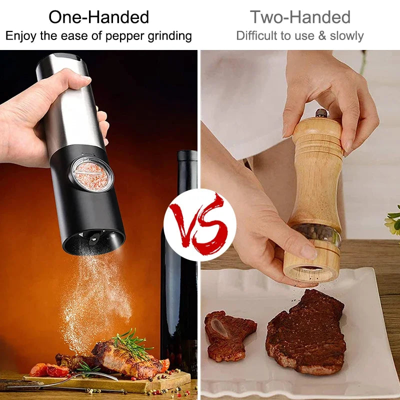 Automatic Spice Grinder Set with USB Rechargeable - Salt and Pepper Mill
