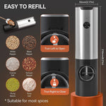 Automatic Spice Grinder Set with USB Rechargeable - Salt and Pepper Mill