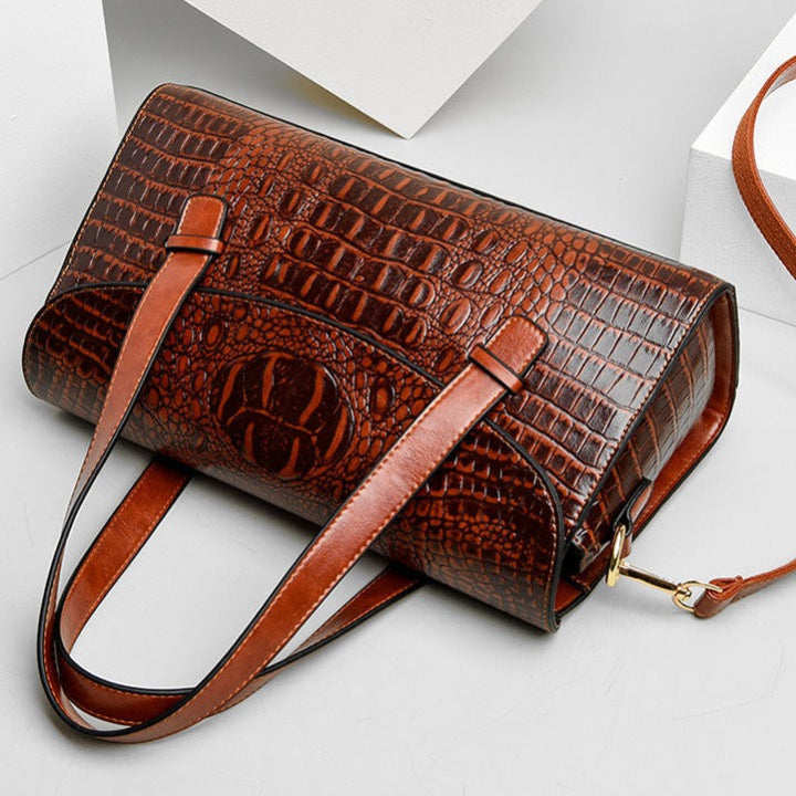 Elegant Crocodile-Embossed Shoulder Bag for Women