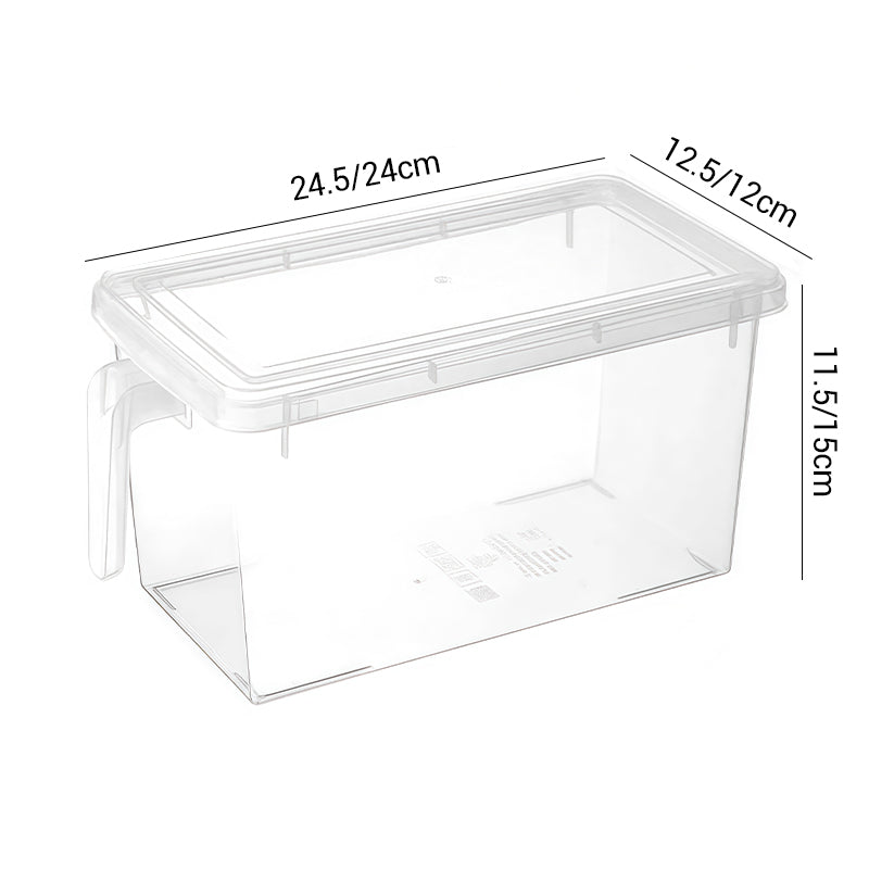 Transparent storage container with practical lid