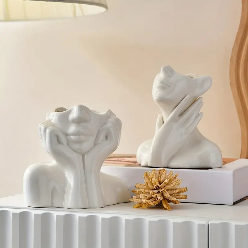 Moderne und stilvolle Keramikvase, Dekovase für Wohnzimmer und Büro