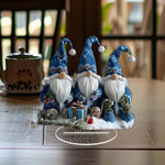Skandinavischer Weihnachtszwerg aus Acryl | 18 cm Tischfigur | Set mit 3 blauen Wichteln für festliche Dekoration