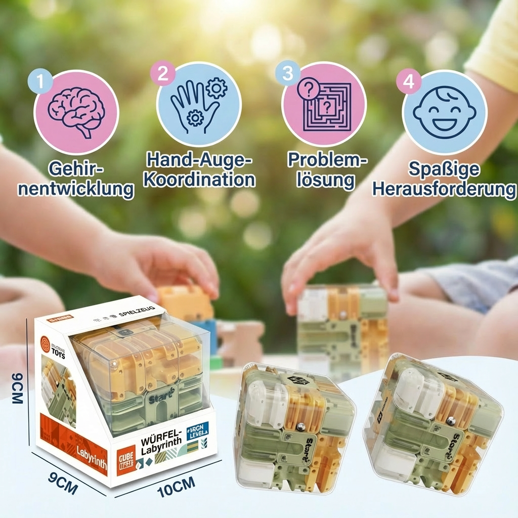 Puzzle cube with 3D labyrinth design