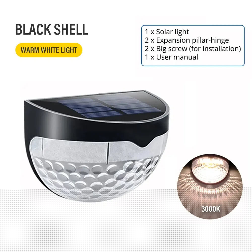 Solare LED-Wandlampe für Außenbereiche | IP65 Wetterfest | Automatischer Lichtsensor | 6 LEDs | Perfekt für Garten und Zaun