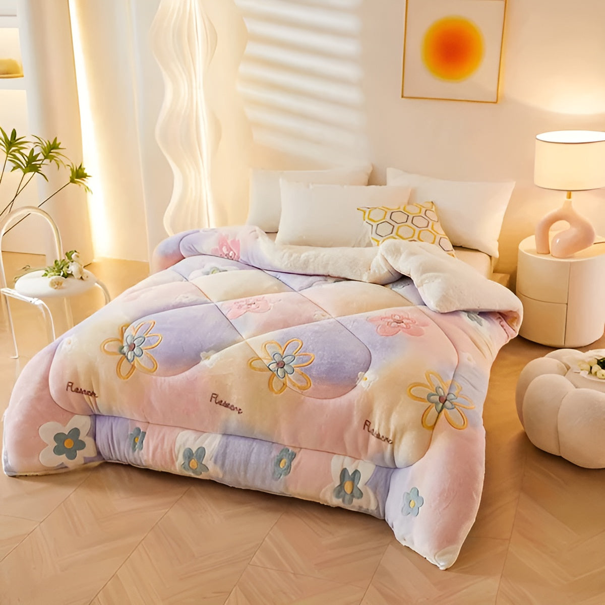 Schlafkomfort Decke Blütenzauber | Weich & Pflegeleicht | Elegantes Design