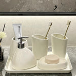 Elegant Bathroom Set with Soap Dispenser and Tumblers