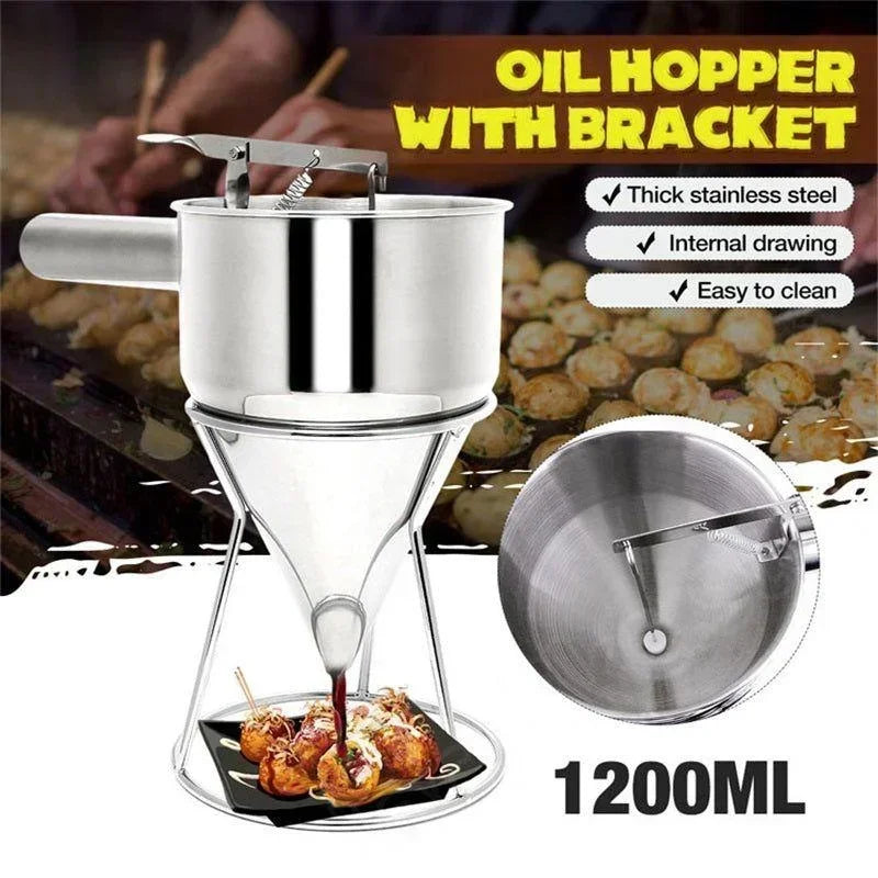 Präziser Edelstahl-Teigspender mit Halterung für perfekte Portionen | 600 ml oder 1200 ml