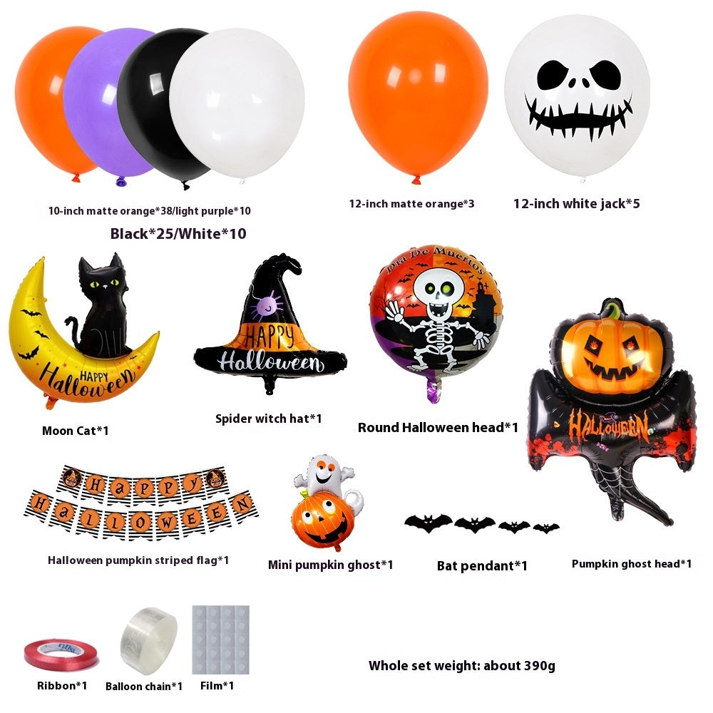 Spooky Balloon Decoration for Halloween – Black, Orange, and Purple