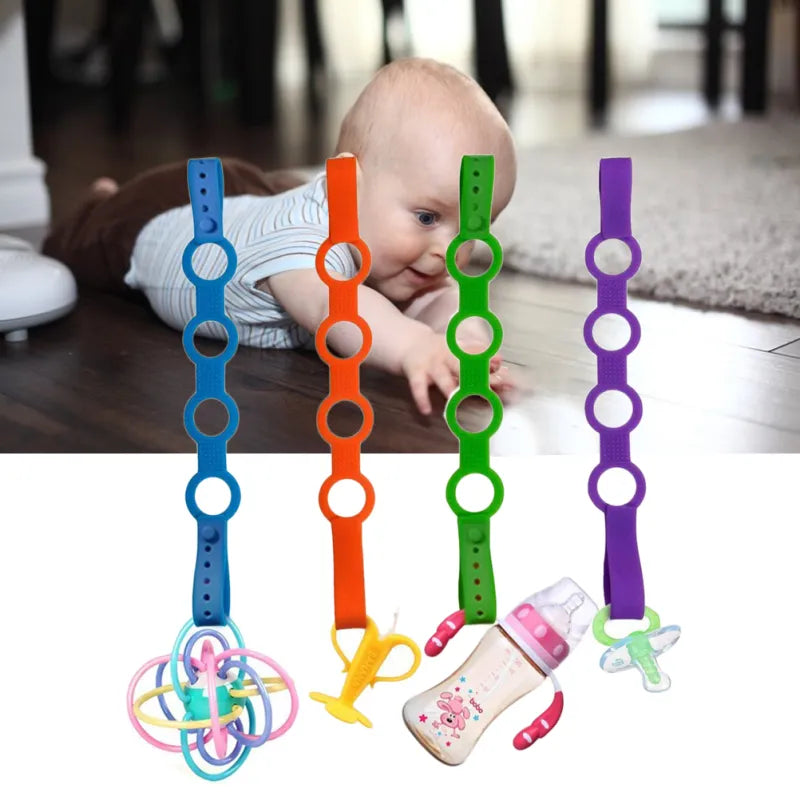 Silicone Strap for Pacifiers, Teethers, and Bottles – Adjustable