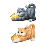 Sunshine Cat Figurine | Weatherproof | Cat with Butterfly | Garden and Patio Decoration