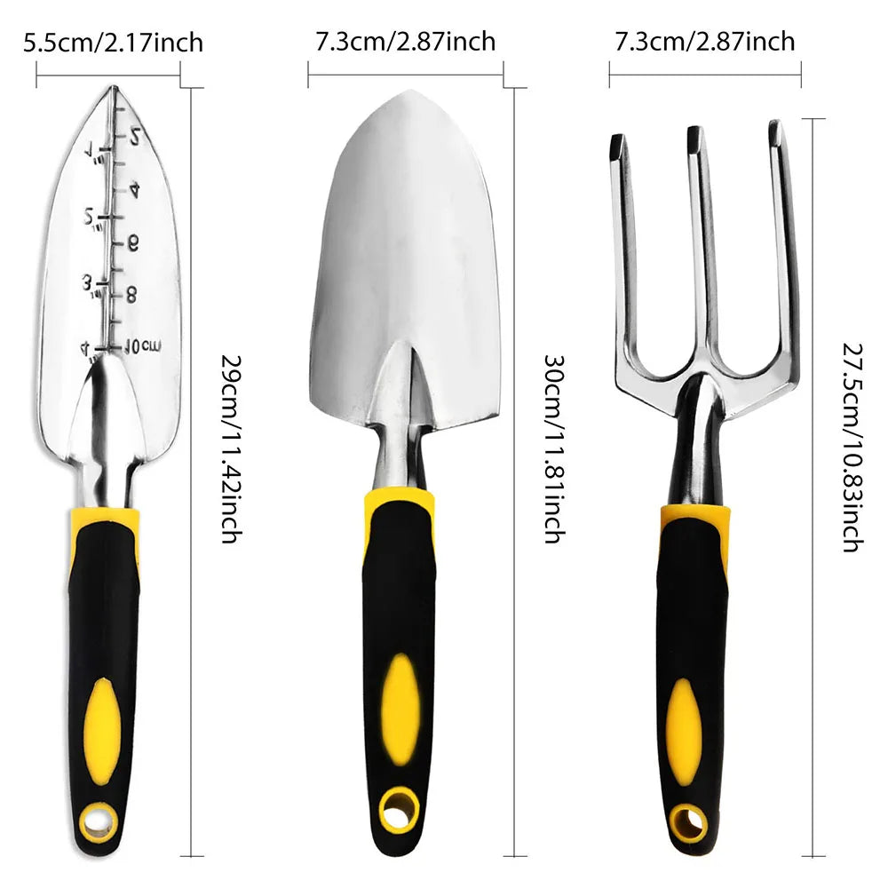 VivaGarten 4-teiliges Profi-Gartenset | Robuste Edelstahlwerkzeuge | Inklusive Handschutz | Ergonomische Griffe