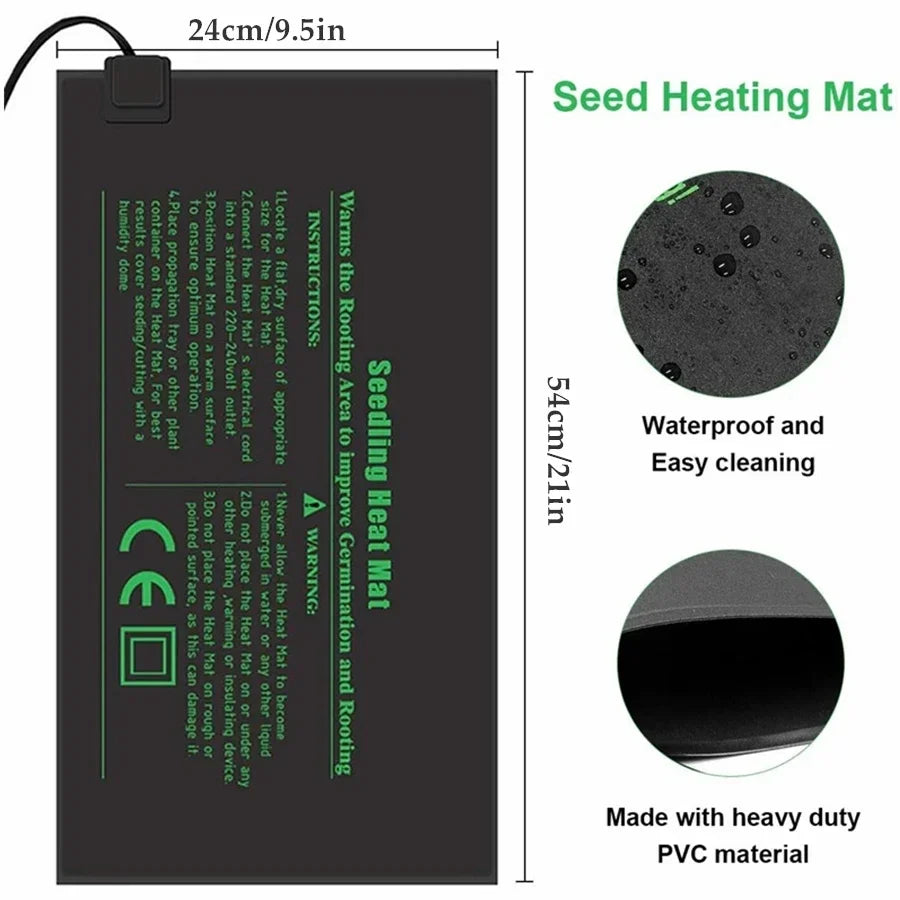 ThermoGrow Heizmatte für Jungpflanzen | 220V EU-Stecker | 4 Größen