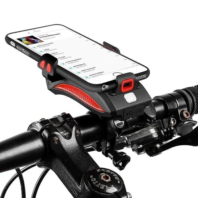 Kraftvolles Fahrradlicht mit Powerbank & Smartphone Halterung