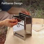 Compact Foldable Stainless Steel Wood Stove for Outdoor Activities