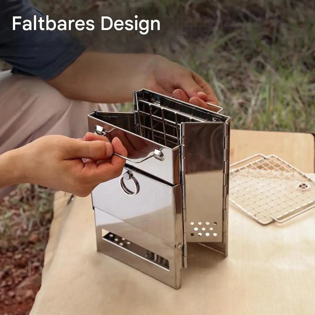Compact Foldable Stainless Steel Wood Stove for Outdoor Activities