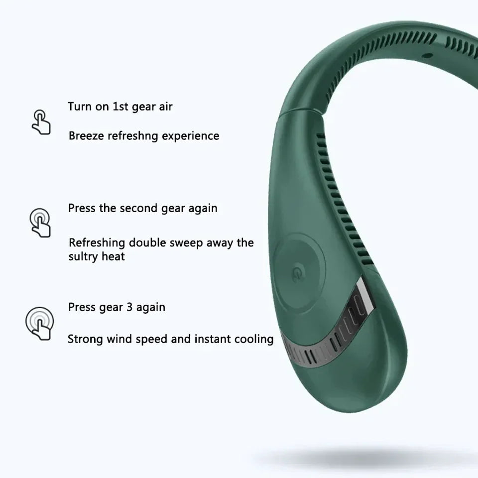 Halsventilator ohne Klingen, 360° Kühlhalsbandventilator mit 3 Geschwindigkeiten