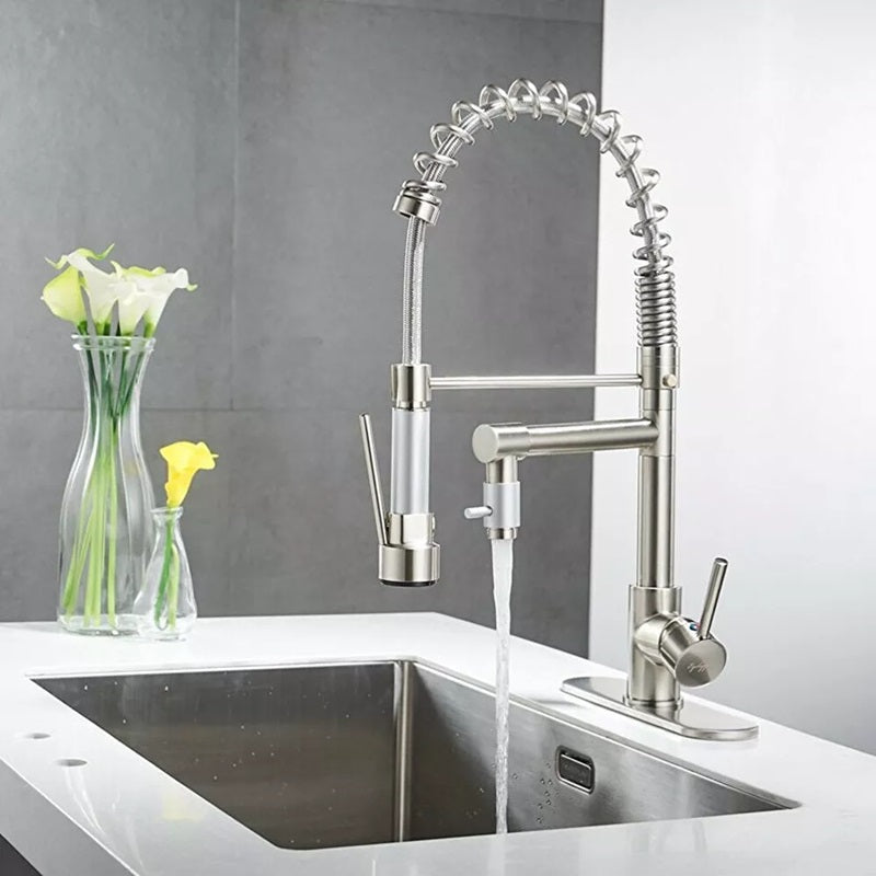 360° Stainless Steel Kitchen Faucet with Pull-Out Spray Spout