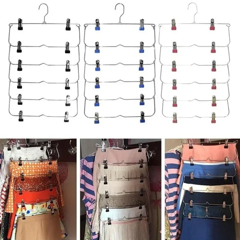 Platzsparender Hosenorganizer aus Edelstahl mit 12 Clips