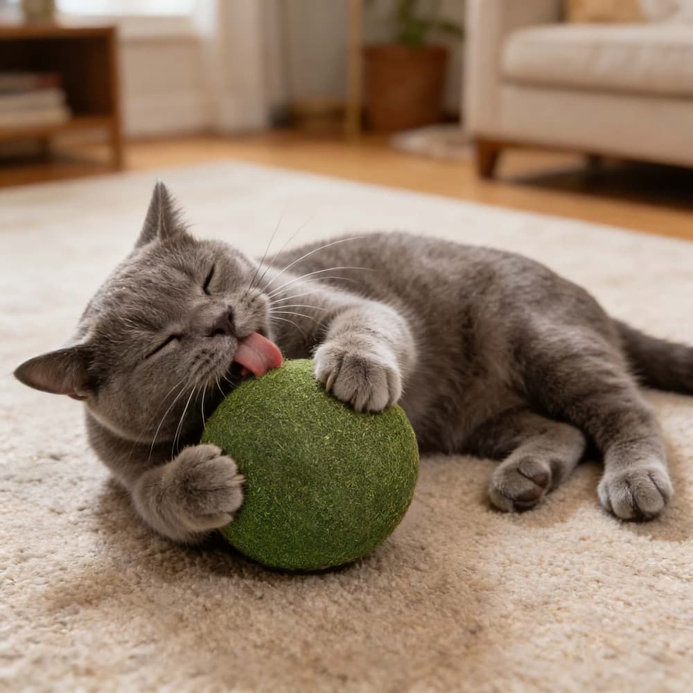 Katzenminzbällchen für spielerische Zahnpflege