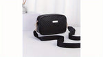 Black sequinned padded PU cross body bag with detachable strap
