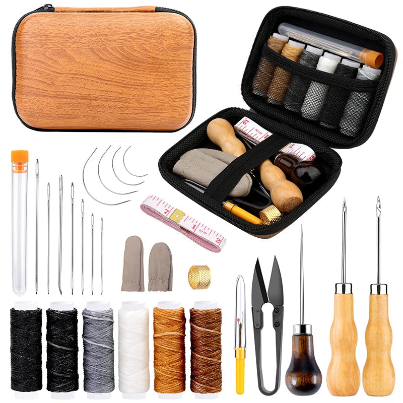 Versatile Leather Crafting Kit | 92 or 27 Pieces | Includes Durable Threads & Professional Tools