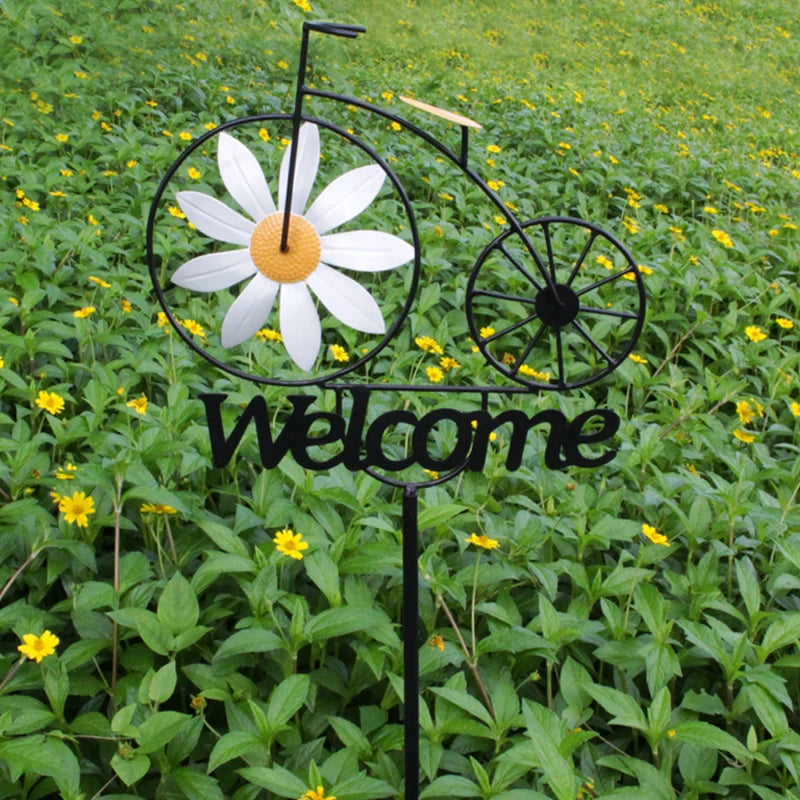 Stainless Steel Garden Wind Spinner with Flower Motif | Weatherproof | Garden and Lawn Decoration