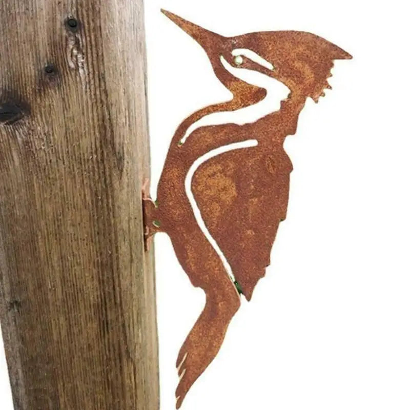 Eleganter Gartenstecker mit Vogelmotiv aus Metall | Rostoptik