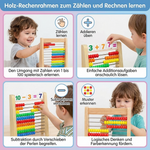 Wooden abacus for learning arithmetic skills