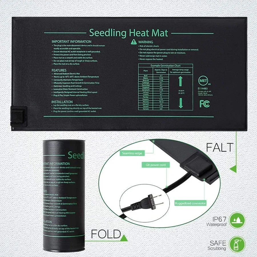 ThermoGrow Heizmatte für Jungpflanzen | 220V EU-Stecker | 4 Größen