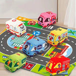 Plush Toy Cars with Road Mat and Carrying Bag – 2in1