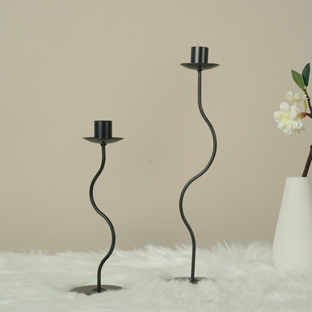Elegant Wavy Iron Candlestick Holder for Your Home