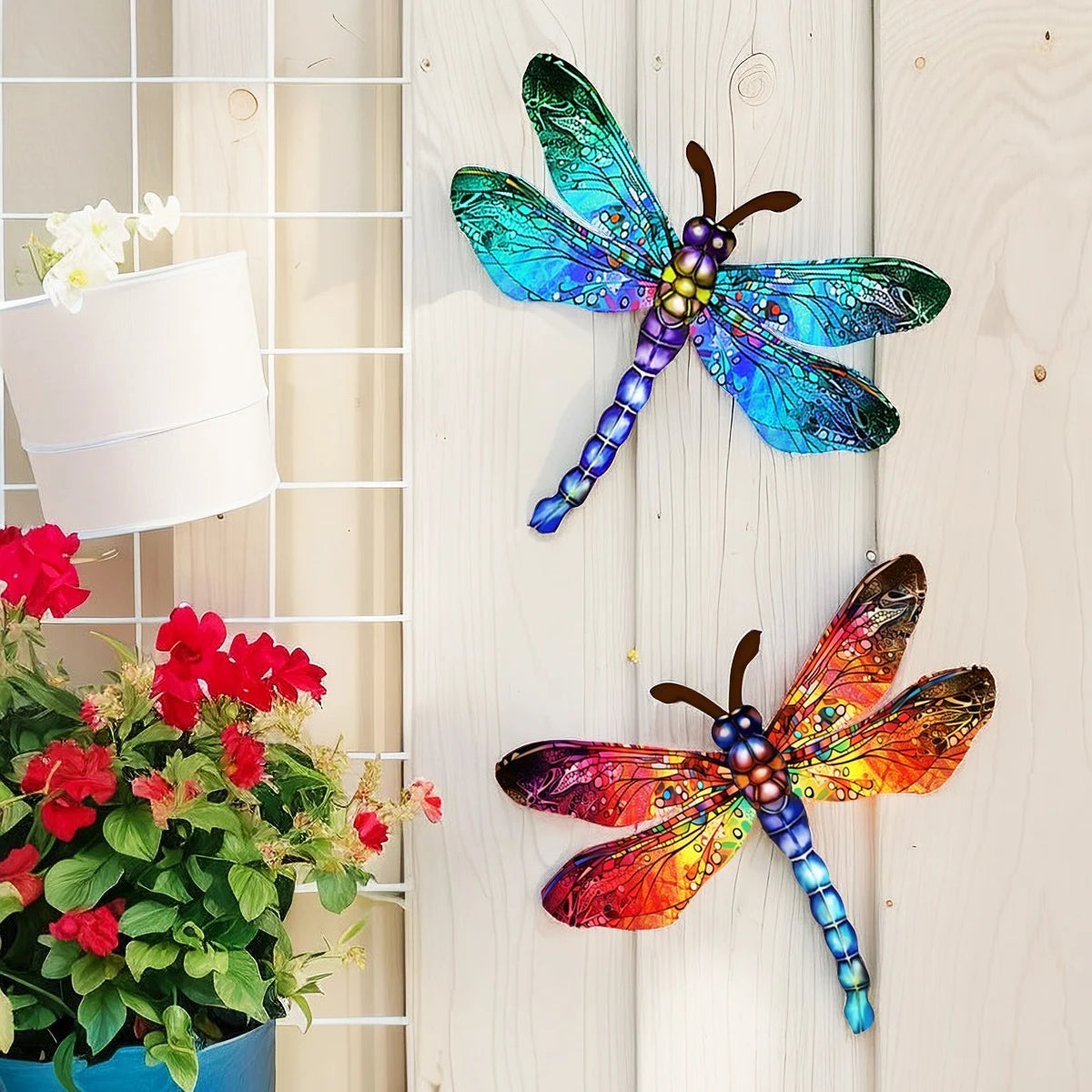 Dynamische 3D Libellen-Wanddekoration aus Schmiedeeisen
