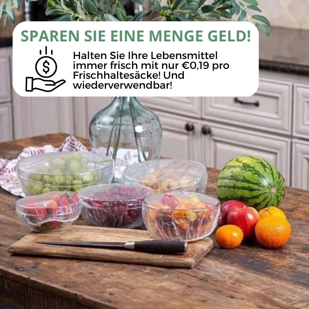 Wiederverwendbare Frischhaltebeutel - 100 Stück für frische Lebensmittel
