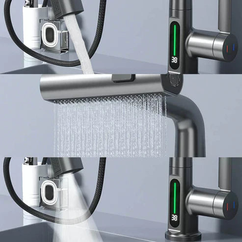 Flexibler Wasserhahn mit LED und 5 Strahlmodi für Küche & Bad