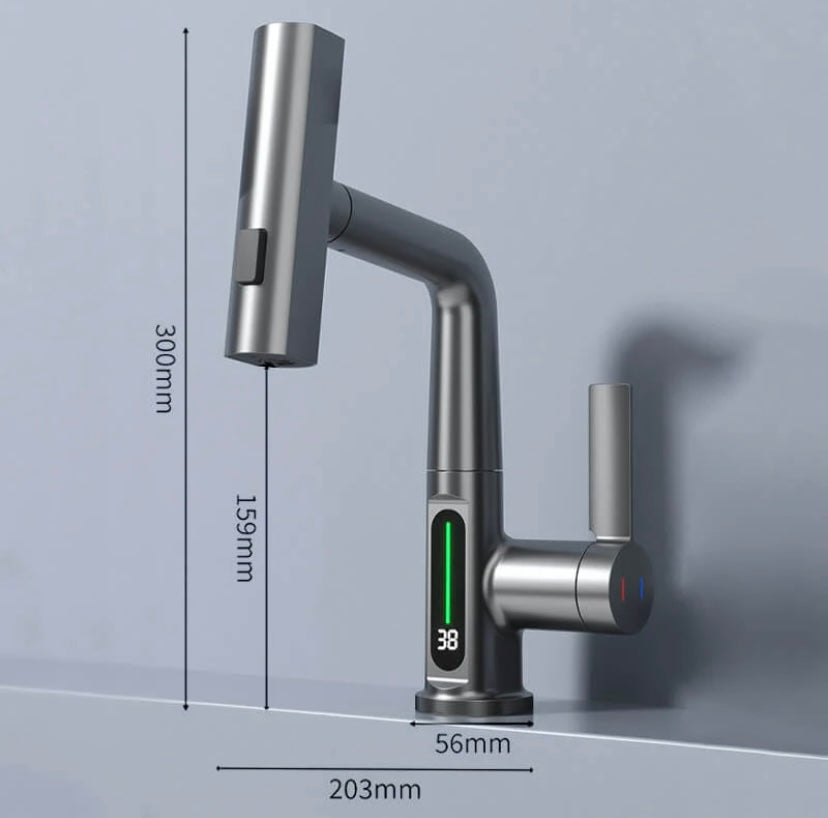 Flexibler Wasserhahn mit LED und 5 Strahlmodi für Küche & Bad