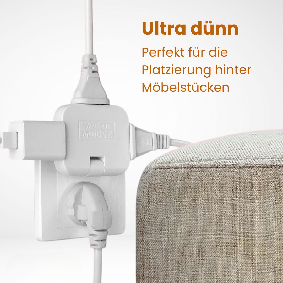 FlexiPlug: Ultradünner Dreifach-Steckeradapter für mehr Platz