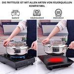 Edelstahl-Fritteuse mit Thermometer für perfekte Bratergebnisse
